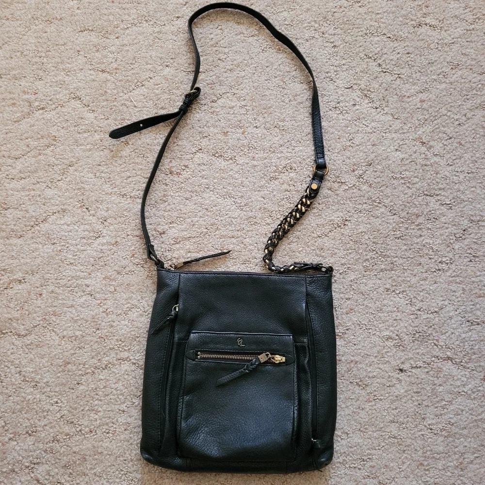 Elliott Lucca Black Leather Crossbody Purse
